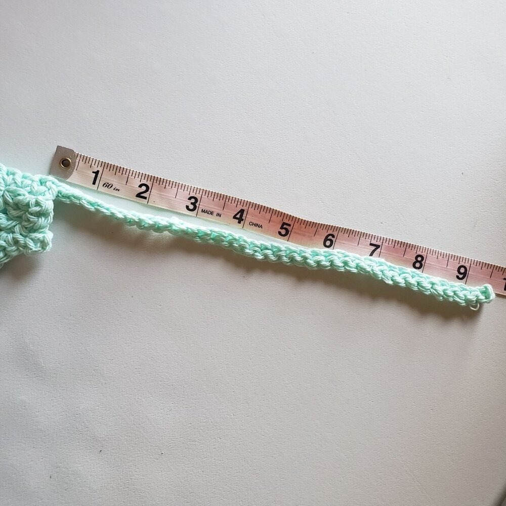 Handmade Crochet Hair Bandana Mint Green Boho Cottagecore Headscarf Summer - Picture 2 of 4